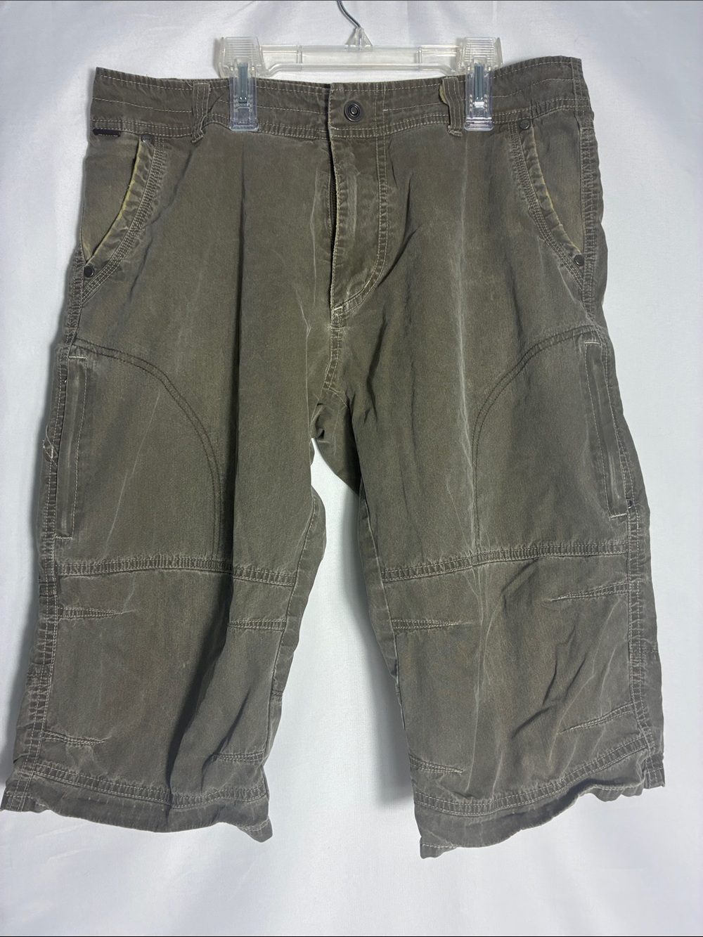 KÜHL Men's Cargo Hiking Pants Olive Green Vintage Patina Dye Work Outdoor 34